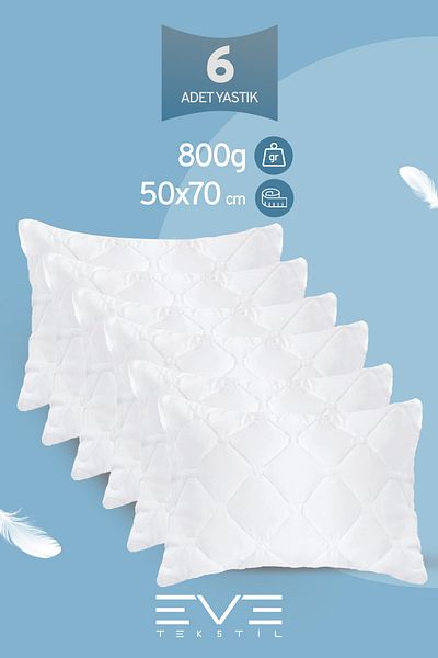 Eve Tekstil 6 Pieces Diamond Plus Quilting Pillow 50*70 cm 800 Gr