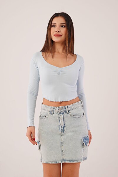 Hipo Trend Широкий комір, блакитний базовий боді