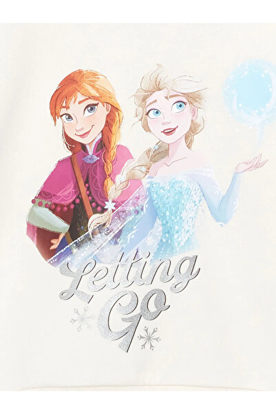 LC Waikiki Ecru Crew Neck Elsa Printed Girls' Sweatshirt and Leggings Set of 2