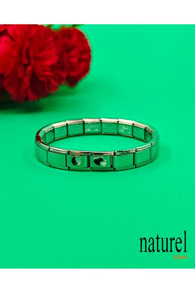 Naturel Tılsım Unisex Italian Charm Bracelet Stainless Steel Bracelet