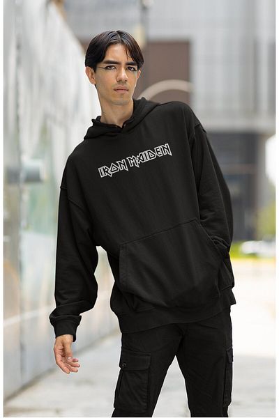 Fuddy Moda Iron Maiden Live Chapter Unisex Oversize Hooded Sweatshirt - Back Printed Rock Band Hoodie
