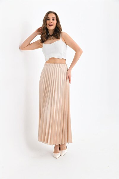 Garmi Fusta cu pliuri pentru femei de culoarea pietrei