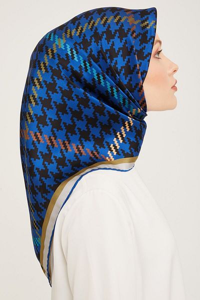 Armine Nostalgia Series Silk Twill Scarf 9000D-54 Geometric Pattern Saks