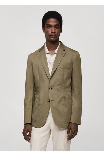 MANGO Man Slim-Fit Cotton Blazer Jacket