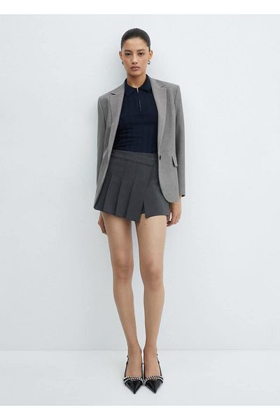 MANGO Woman Hahnentrittmuster - Blazerjacke mit Klappe
