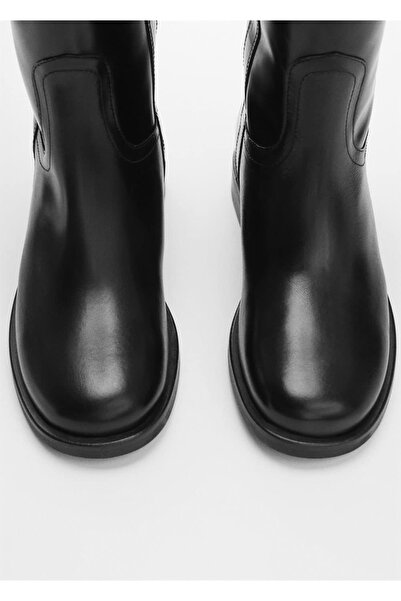 MANGO Woman Dlouhé kožené kozačky