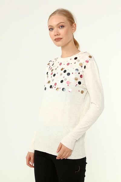 Garmi Bead Detailed Women's Sweater Bone