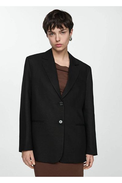 MANGO Woman Blazerjacke aus Leinen mit Knöpfen