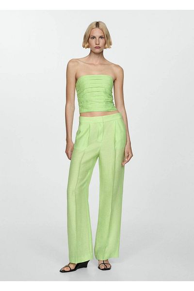 MANGO Woman Drape Crop Μπλούζα
