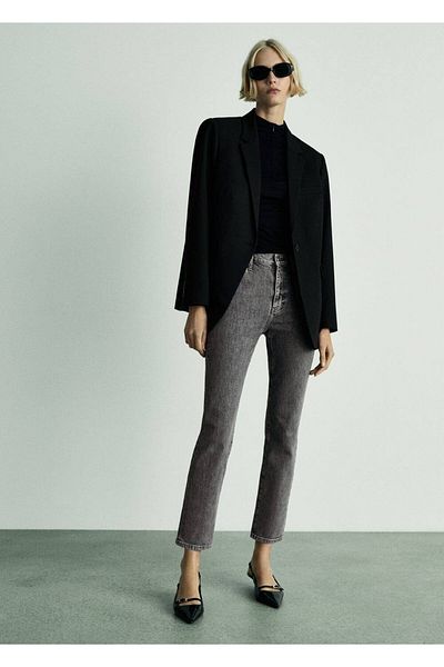 MANGO Woman Claudia Slim-Fit-Crop-Jeans