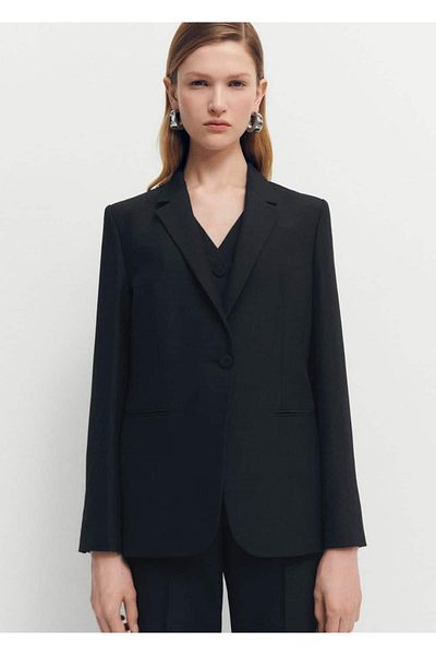 MANGO Woman Wool Color Blazer Jacket