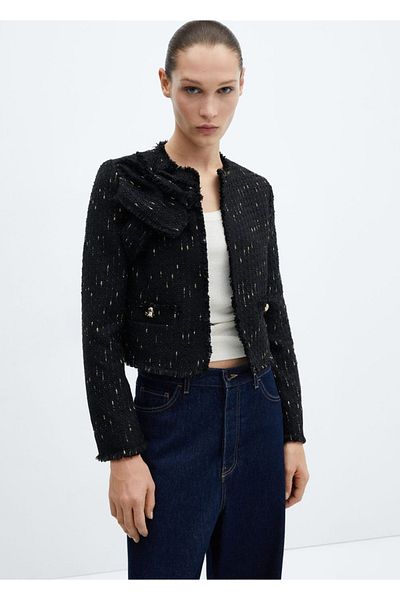 MANGO Woman Tweed-Jacke mit Glitzerdetails