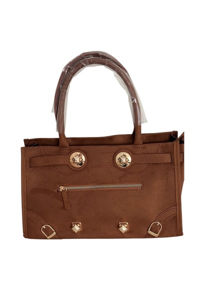 shop CEELDU Kadın Süet Gold Detaylı Şık El ve Kol Çantası