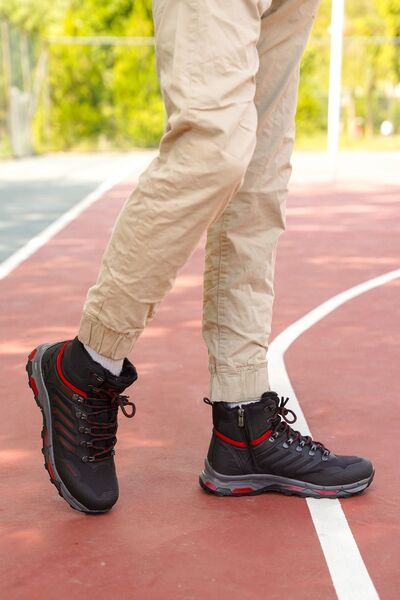 Riccon Siyah Kırmızı Unisex 3d Rubber Trekking Bot 00128055