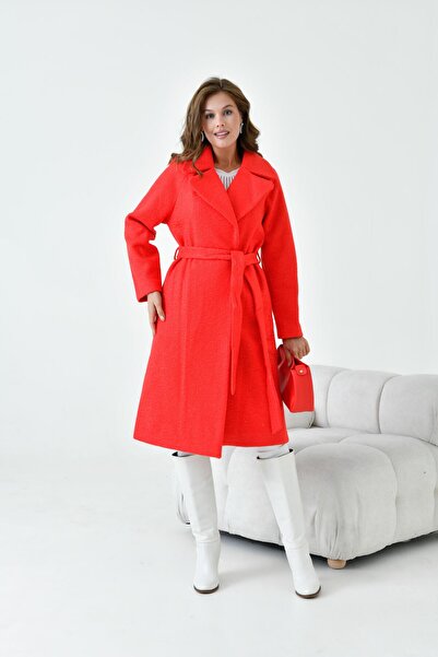 Garmi Ftz Women's Red Wide Collar Women's Coat