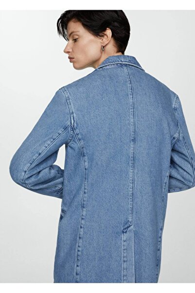 MANGO Woman Düğmeli denim blazer ceket