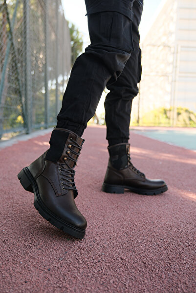 Riccon Brown Leather Men's Boots 0012149