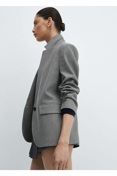 MANGO Woman Hahnentrittmuster - Blazerjacke mit Klappe