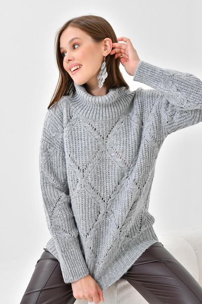 Garmi Ftz Women - Pulover de damă cu guler Degaje cu sclipici gri