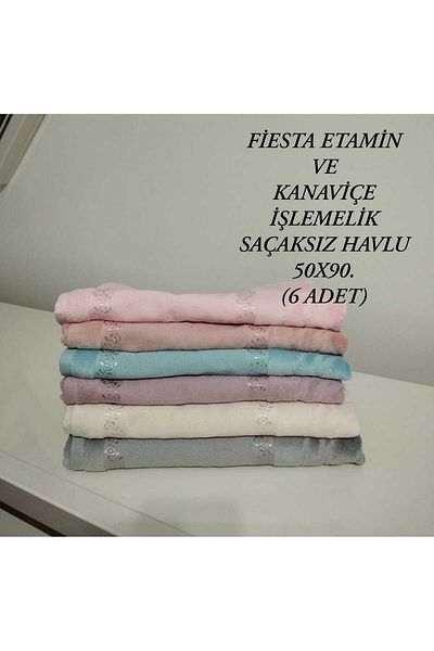 HMZ 50X90 6-Piece Colorful Embroidered Fringe Free Towel - Textile and Cross Stitch Embroidered