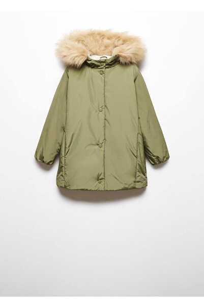 MANGO Kids Anorak με κουκούλα από ψεύτικη γούνα