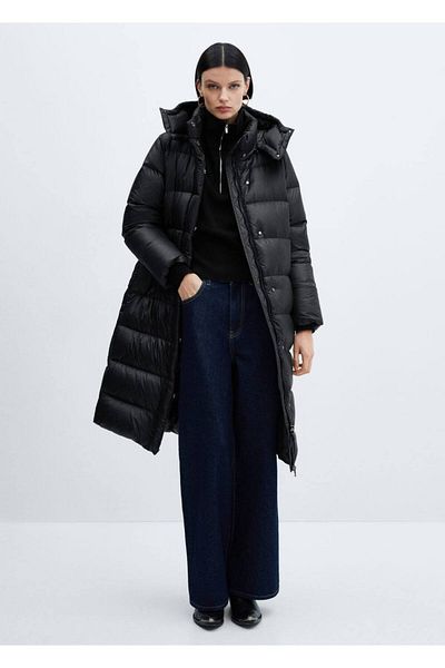 MANGO Woman Gesteppter langer Anorak – mit Federn gefüllt