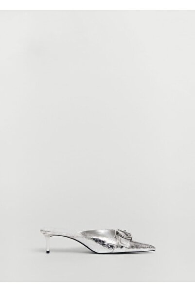 MANGO Woman Kovové vysoké podpatky s přezkou