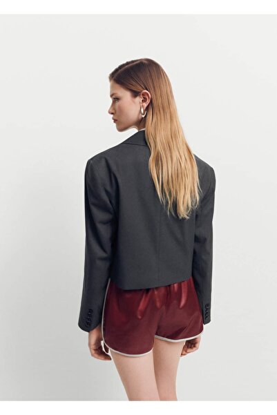 MANGO Woman Kısa yün blazer ceket