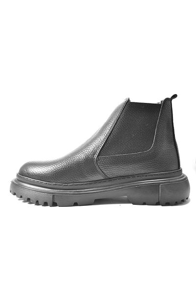 Onlo Ayakkabı Onlo Shoes K.911 Γνήσιο δέρμα Μαύρη Γούνα Χοντρή Σόλα Casual Ανδρικές Μπότες