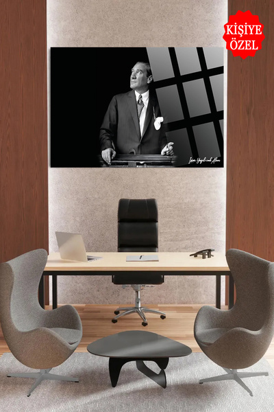 TAULART KİŞİYE ÖZEL ATATÜRK TASARIM CAM TABLO KIRILMAZ LÜKS 4MM CAM TABLO EV, İŞ, OFİS HEDİYESİ