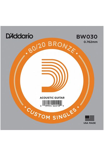 Daddario Daddario Bw030 سلسلة صوتية واحدة، 80/20 جرح برونزي، 030، (إعادة)
