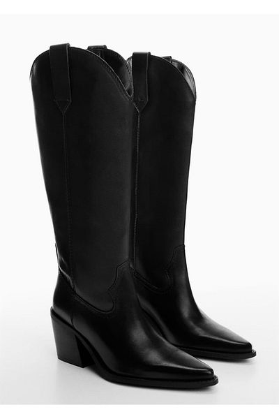MANGO Woman Lederstiefel im Cowboy-Stil