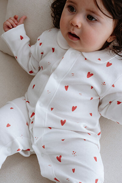 TBA COLLECTION Interlock Baby Rompers | Red Hearts