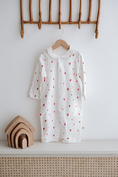 TBA COLLECTION Interlock Baby Rompers |   Red Hearts