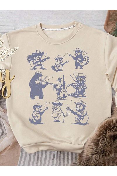 EVIus Φούτερ Crew Neck Sweet Animal Printed - 3 Κλωστές