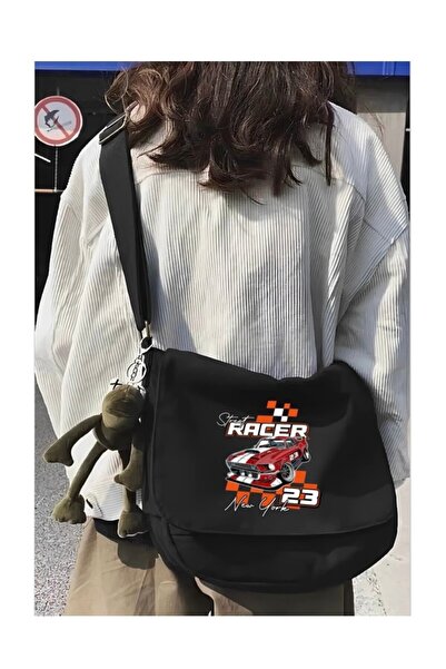 weywot Geantă neagră unisex cu imprimeu Street Racer