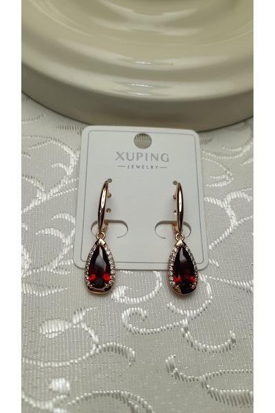 Uzel Xuping Küpe Çelik Sarı Etrafı Taşlı Küpe, Zirkon Taşlı Çelik Küpe