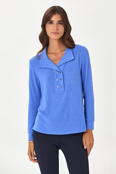 İKİLER Önü Çıtçıtlı Uzun Kol Bluz 245-1700