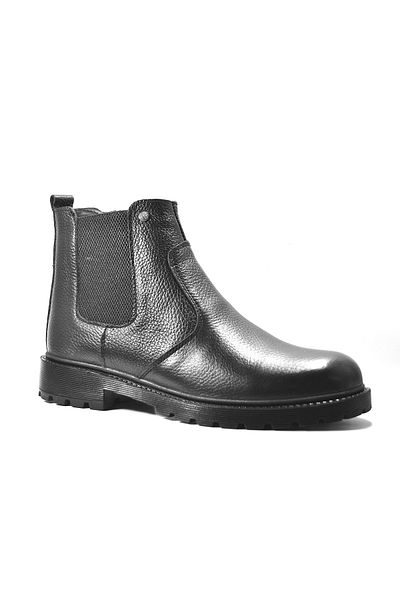 Onlo Ayakkabı Onlo Shoes DN.0663 Κλασικές ανδρικές μπότες με φερμουάρ από γνήσιο δέρμα μαύρο γούνινο