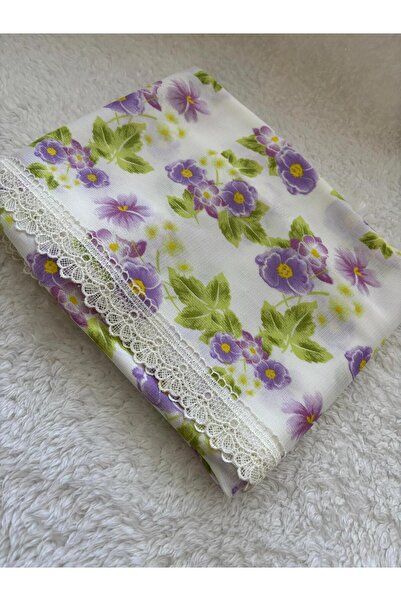 Home Fistolu Masa Örtüsü Sofra Bezi Lila Mor Çiçek Dertsiz Leke Tutmaz 160x160