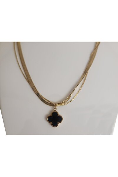 Uzel Çelik Kolye Çift Zincirli, İtalyan Zincir Ve Normal Zincirli Yonca Uçlu ...