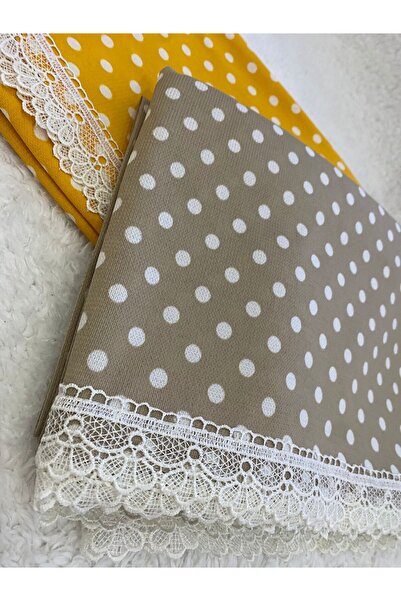 Home Masa Örtüsü Leke Tutmaz ,puantiye Desenli, Bej Beyaz ,sofra Bezi, Piknik...