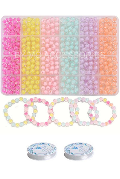 By MO Accessories 24-парче кутия с 6 цвята, 8 мм памук-пълни цветни акрилни м...