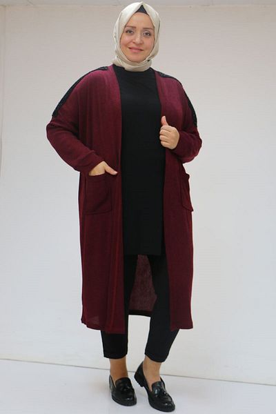 Eslina 43098 Β.Β. Χαμηλό μανίκι Glitter Mir Jacket - Claret Red