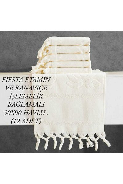 HMZ 50x90 12 Πετσέτες Baharatik - Υφάσματα, Κεντημένα με Εταμίνη και Kanavice, Δεμένα