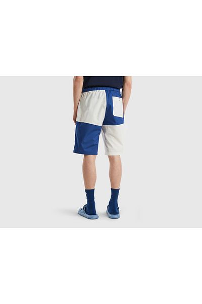 United Colors of Benetton Ανδρικό σορτς με κορδόνι στη μέση Navy Blue Mix Color Block