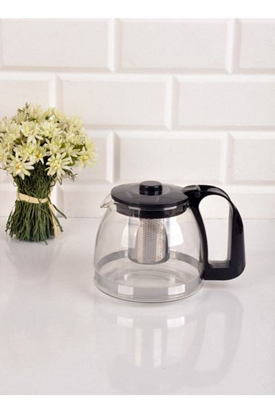 mrtbilisim 1250ml Heat Resistant Glass Teapot - Teapot with Steel Strainer Herbal Tea Brewing Teapot