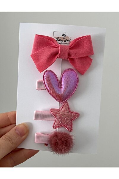 my baby’s world bebek çocuk mağzası Pembe Kız Çocuk Klips Toka Seti