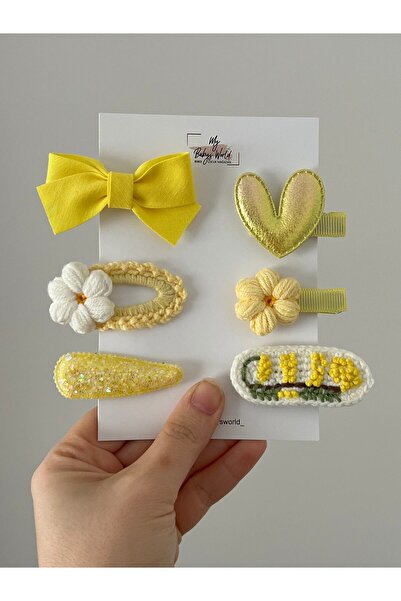 my baby’s world bebek çocuk mağzası Sarı Renk Kız Çocuk 6 ‘lı Klips Toka Seti