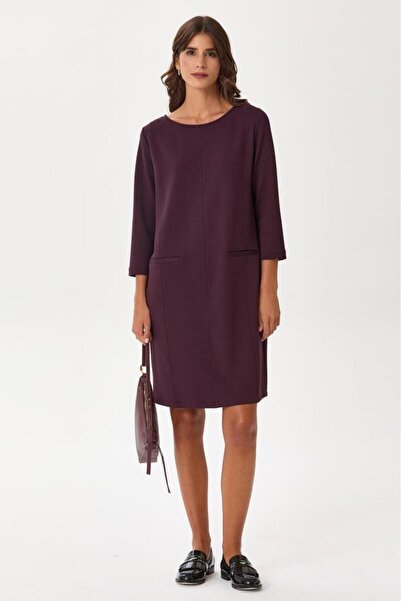 İKİLER Yuvarlak Yaka Süs Cepli Elbise 245-2503